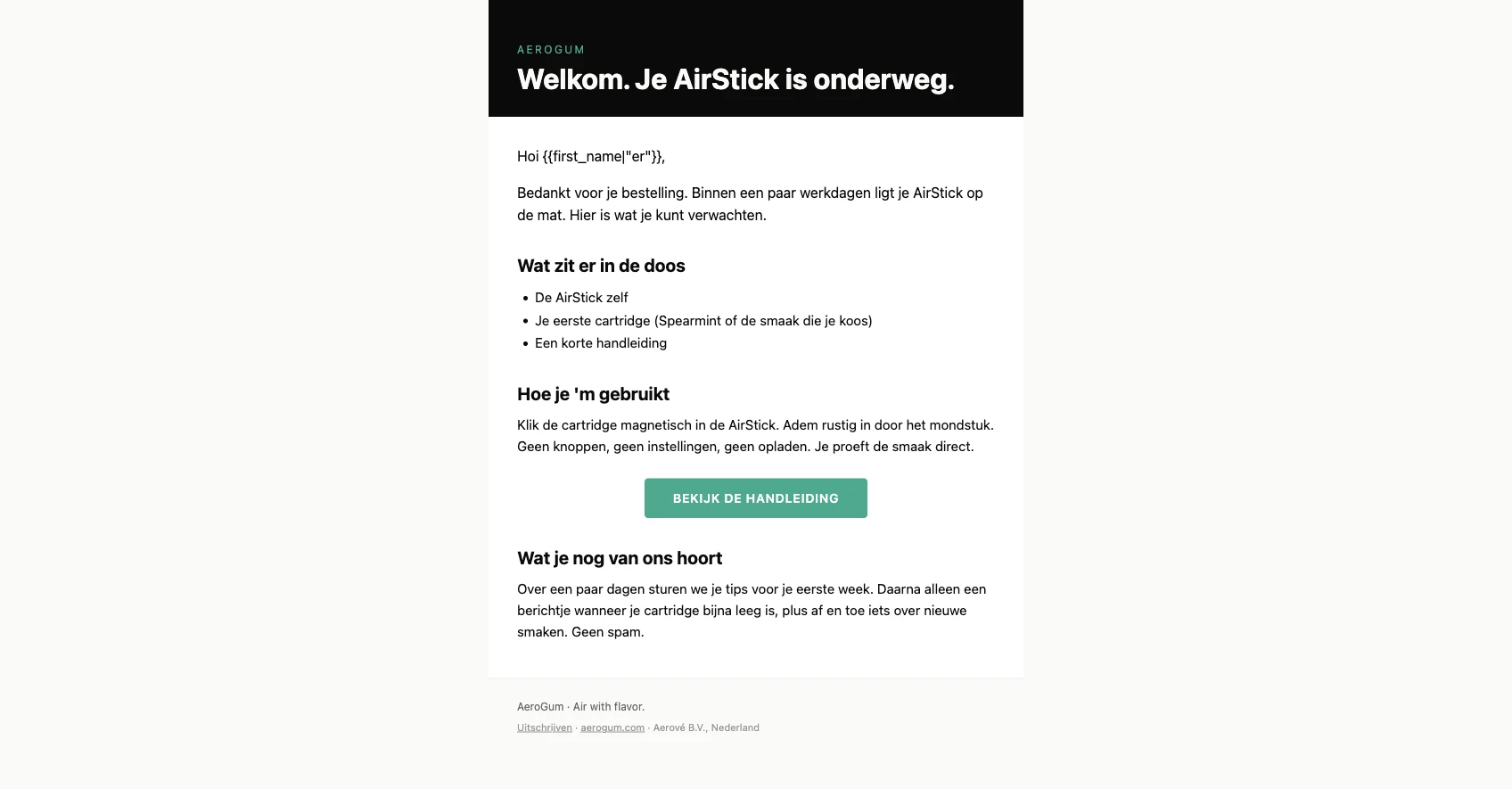 Welcome email