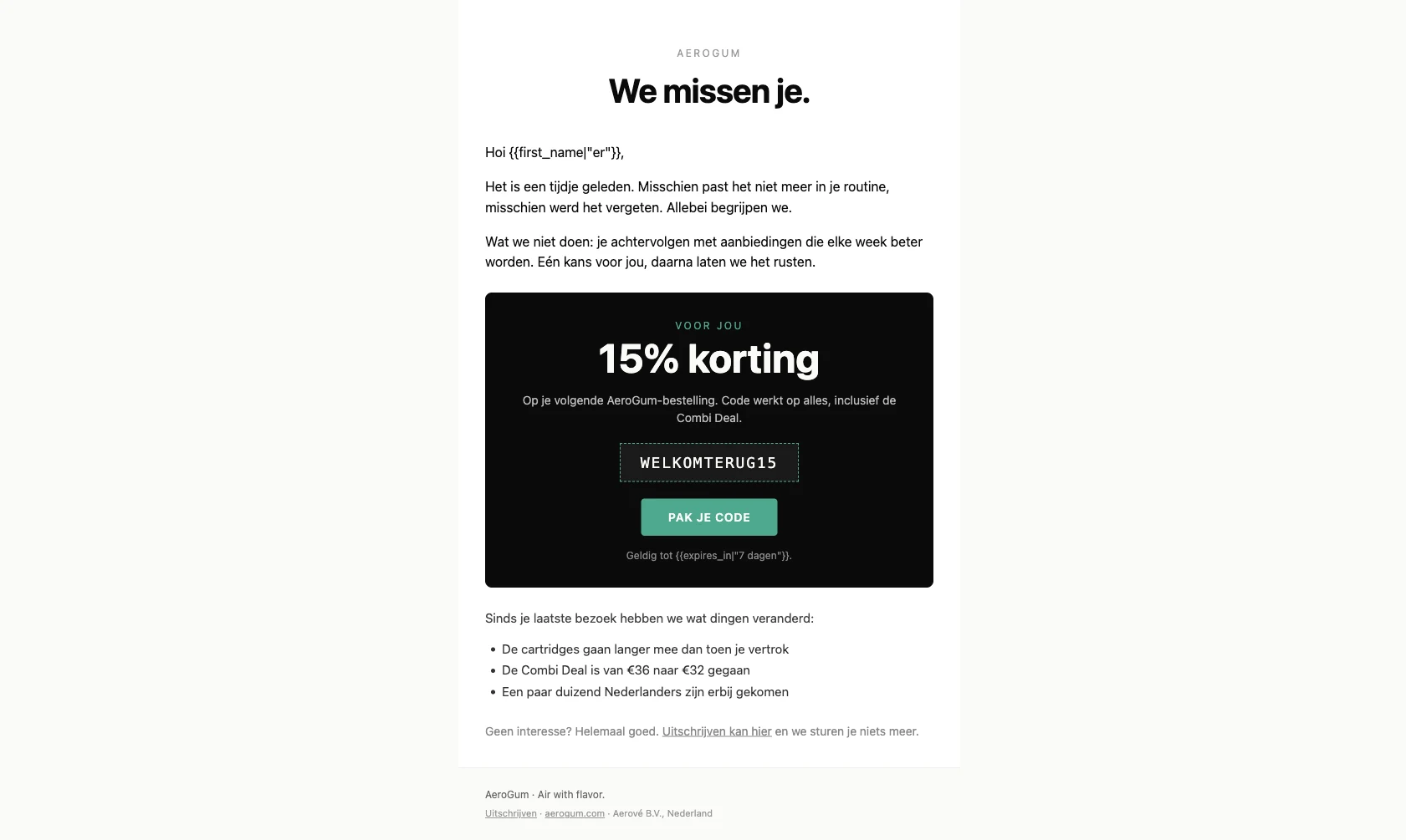 Winback email